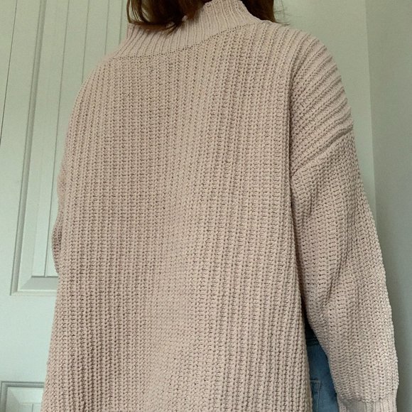 Blush Pink Mock Neck Knit Sweater - Picture 3 of 5